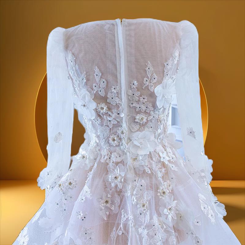 Beautiful flower bridal wedding gown