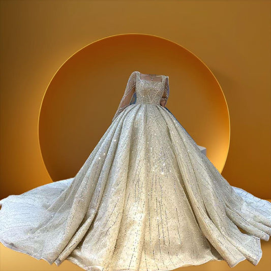 Elegant long sleeve bridal gown