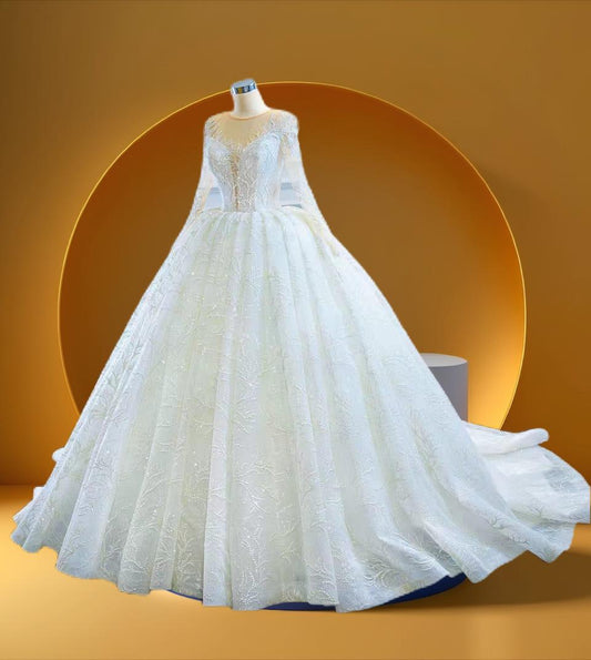 Beautiful v neckline  bridal wedding gown