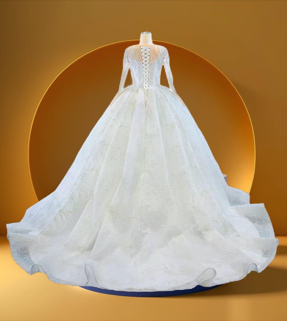 Beautiful v neckline  bridal wedding gown
