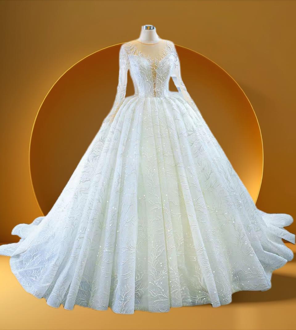 Beautiful v neckline  bridal wedding gown