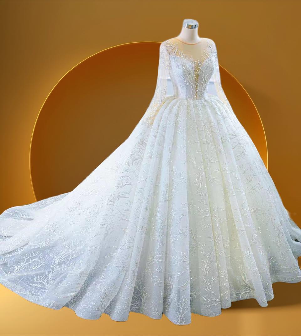 Beautiful v neckline  bridal wedding gown