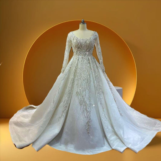 Beautiful long sleeve beaded bridal gown