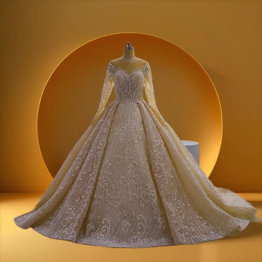 Beautiful long sleeve sparkly  bridal gown