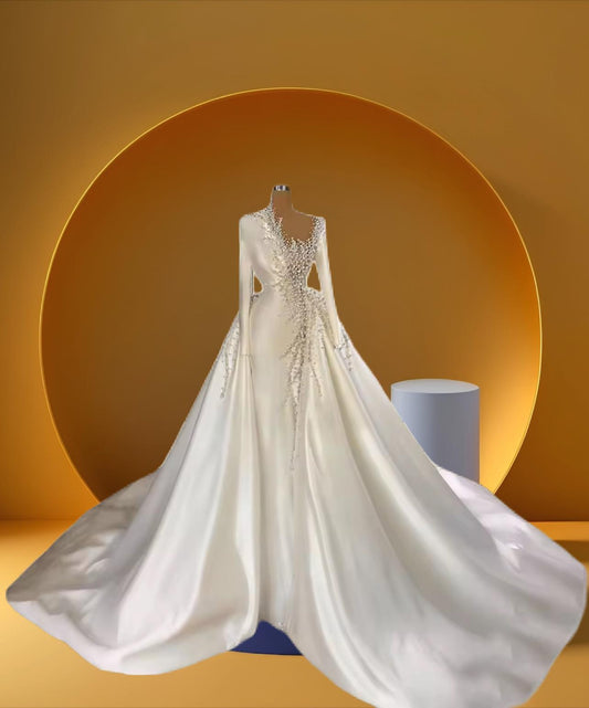 Elegant long sleeve mermaid bridal dress