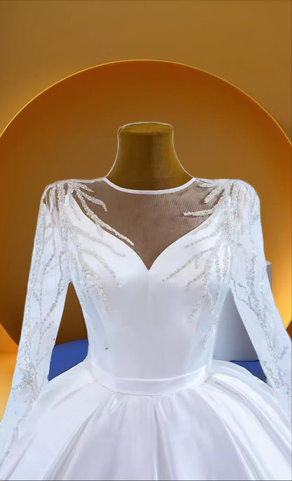 Elegant satin bridal gown dress