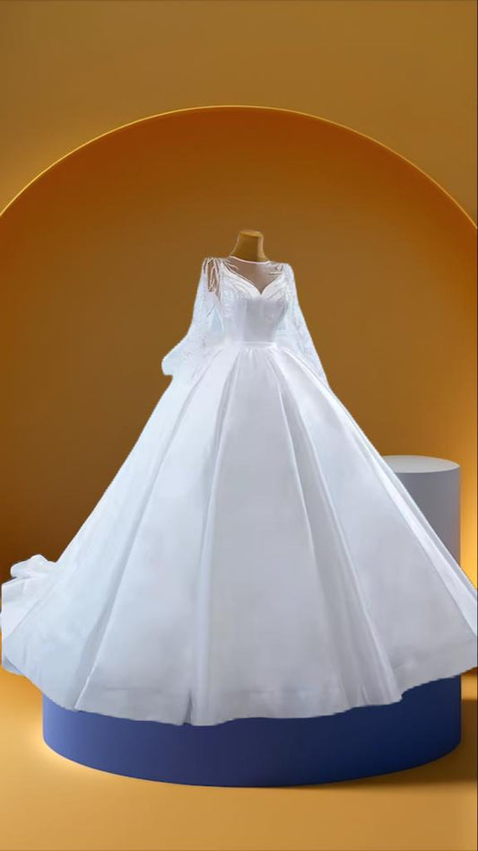 Elegant satin bridal gown dress