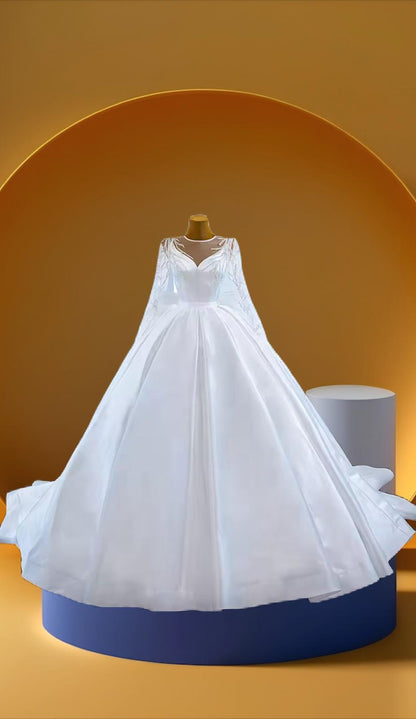 Elegant satin bridal gown dress
