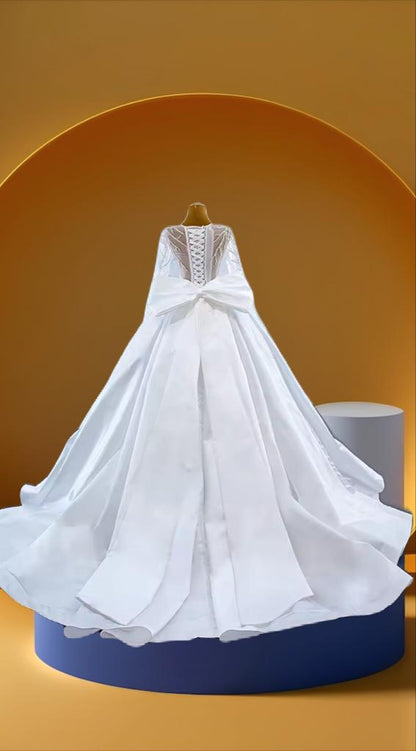Elegant satin bridal gown dress