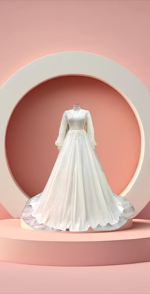 Elegant high neck bridal gown