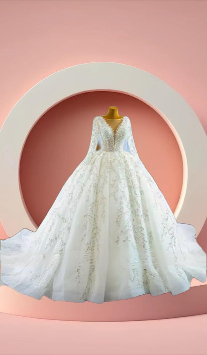 Beautiful long sleeve beaded bridal gown