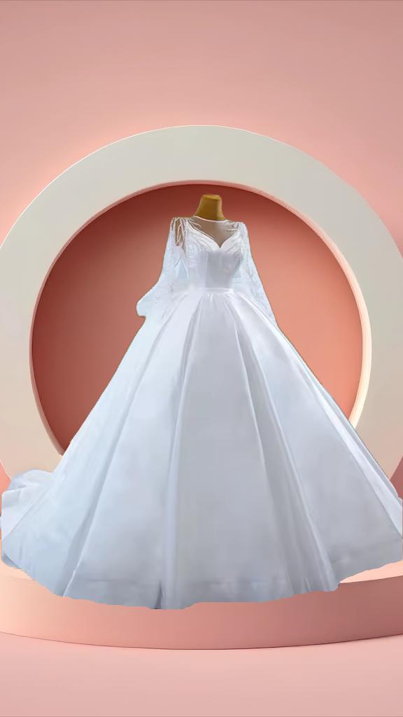 Elegant satin bridal gown dress