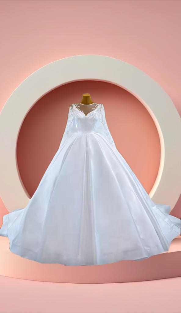 Elegant satin bridal gown dress