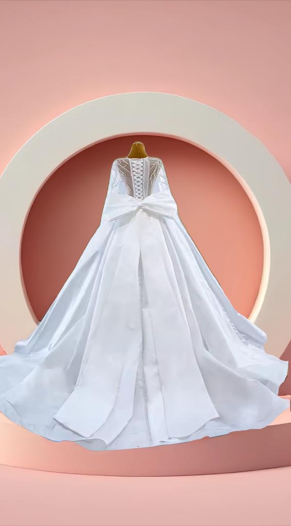 Elegant satin bridal gown dress