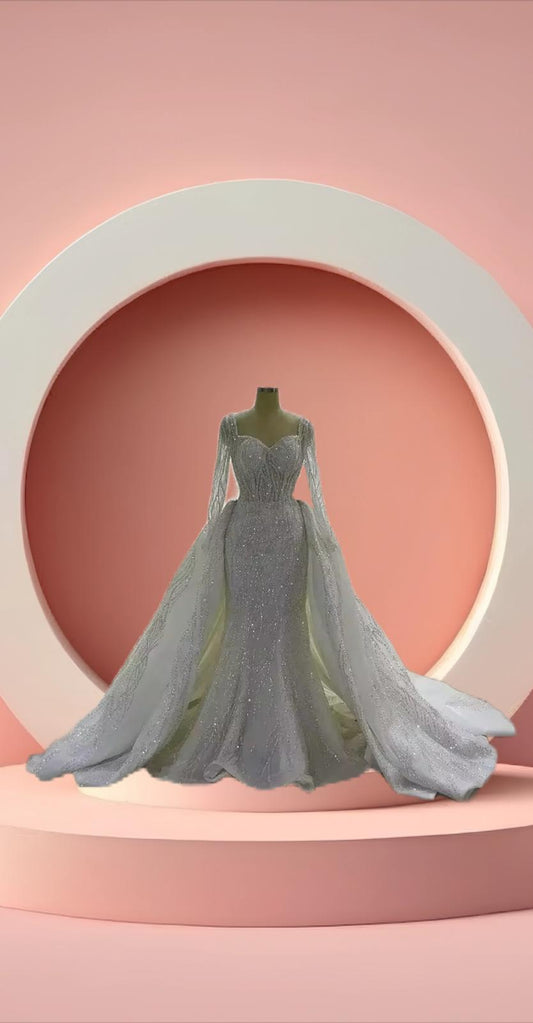 Beautiful long sleeve sparkly bridal gown