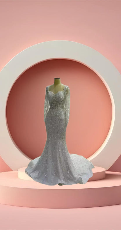 Beautiful long sleeve sparkly bridal gown