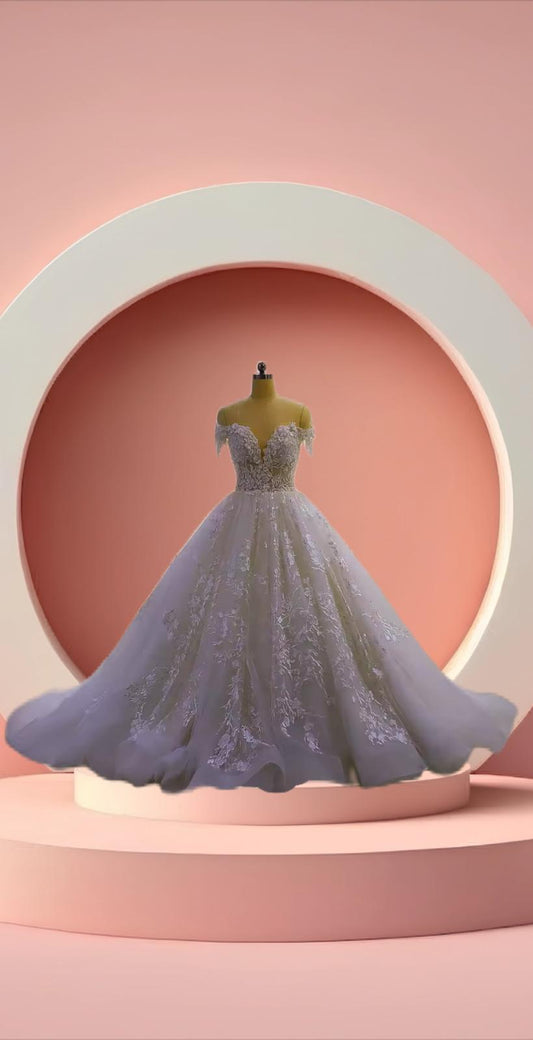 Beautiful off shoulder beaded bridal gown