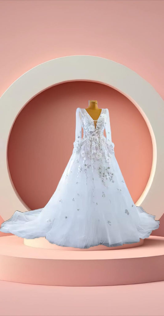 Beautiful flower bridal wedding gown