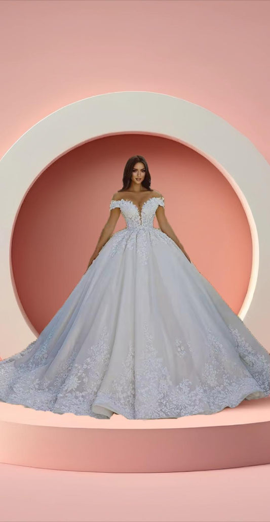 Beautiful off shoulder bridal gown