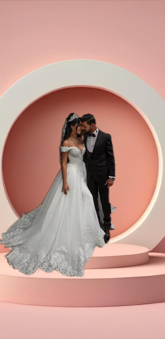 beautiful bell gown bridal wedding dress