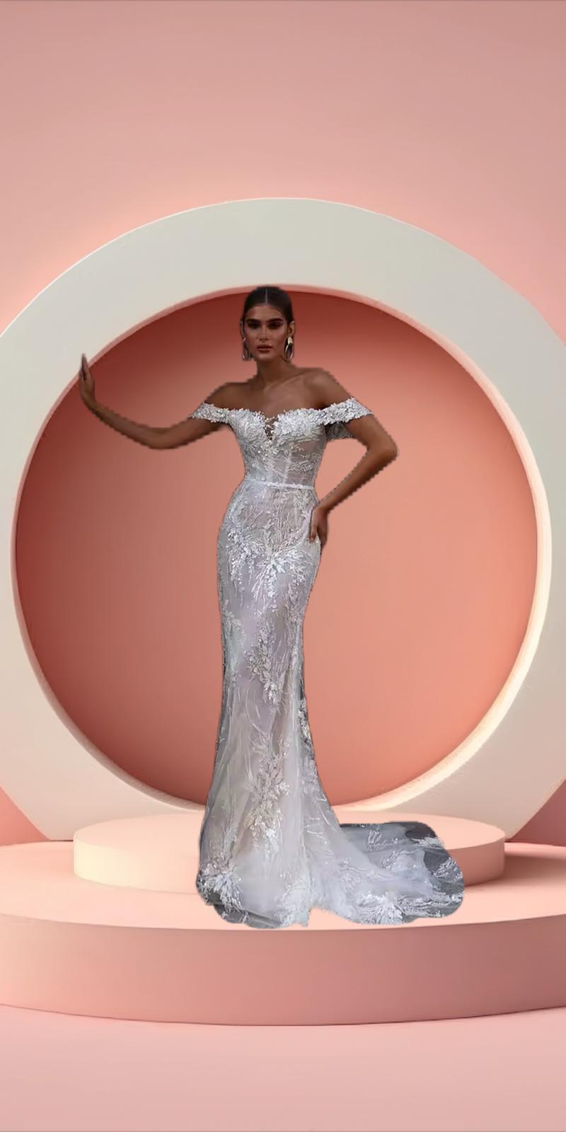 Elegant detachable  long sleeve mermaid bridal dress