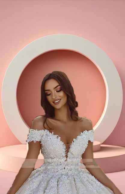 Beautiful off shoulder bridal gown