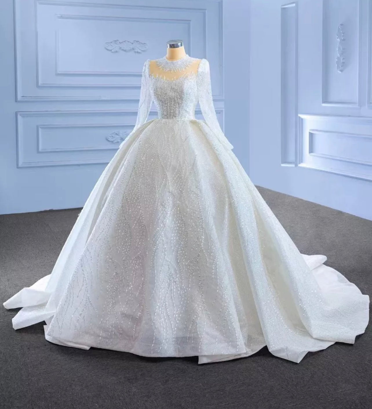 Ball gown beaded bridal dress - Mura Boutique