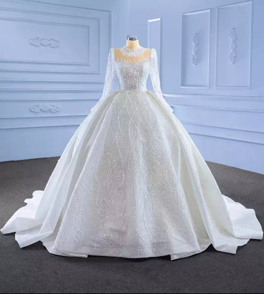 Ball gown beaded bridal dress - Mura Boutique