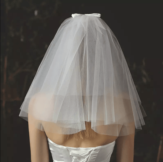 Bow Decor Mesh Bridal Veil - Mura Boutique