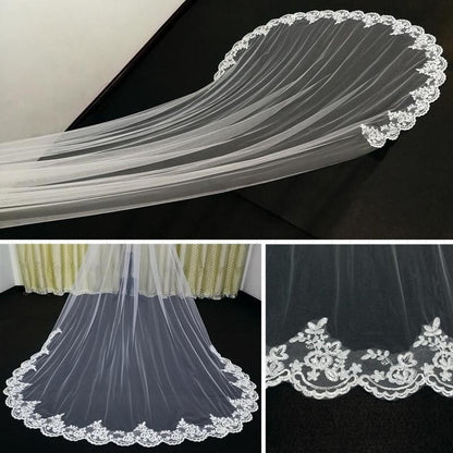 Cathedral Wedding Veil Laced Edge - Mura Boutique