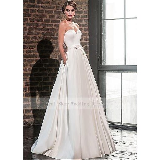 Elegant Sweetheart Satin Wedding Dress - Mura Boutique