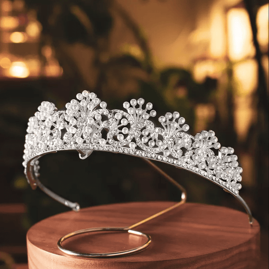 Faux Pearl Beads Wedding Crown - Mura Boutique