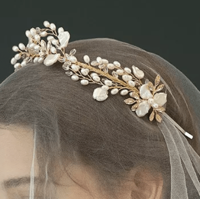 Faux Pearl Wreath Wedding Crown - Mura Boutique