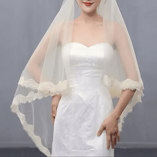 Floral Embroidered Bridal Veil - Mura Boutique