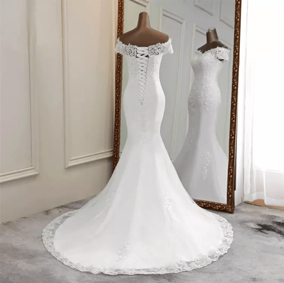 Floral Lace Mermaid Wedding Dress - Mura Boutique
