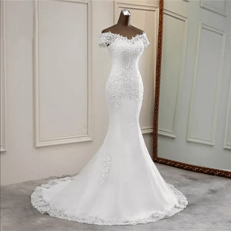 Floral Lace Mermaid Wedding Dress - Mura Boutique