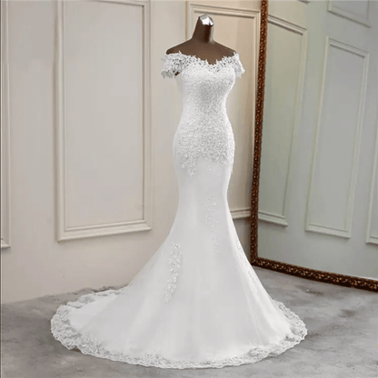 Floral Lace Mermaid Wedding Dress - Mura Boutique