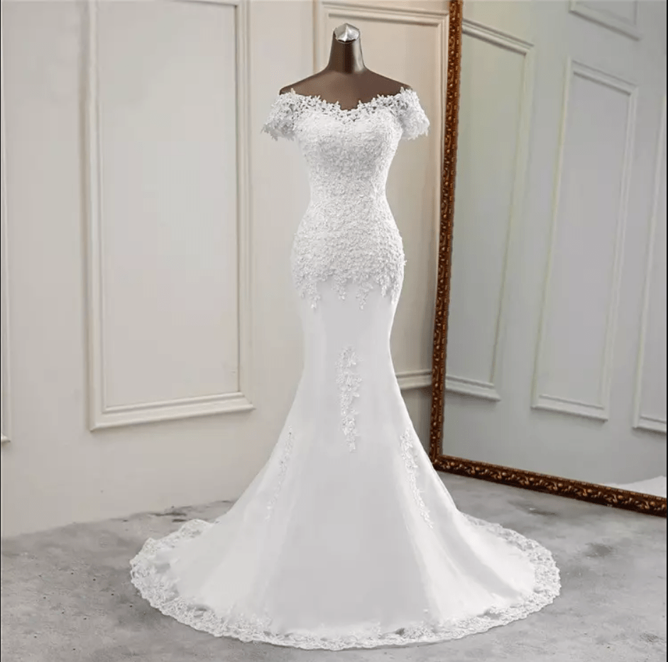 Floral Lace Mermaid Wedding Dress - Mura Boutique