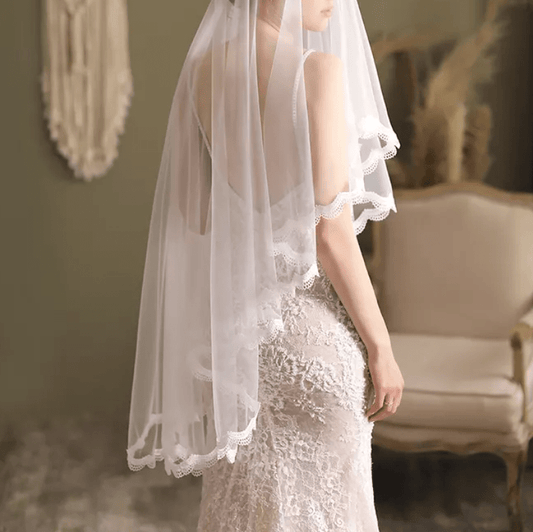 Lace Trim Bridal Veil - Mura Boutique
