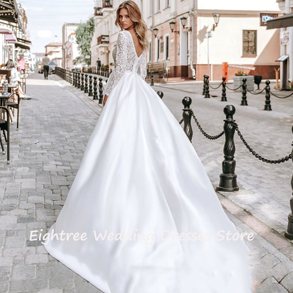 Long Sleeve Lace Wedding Dress - Mura Boutique