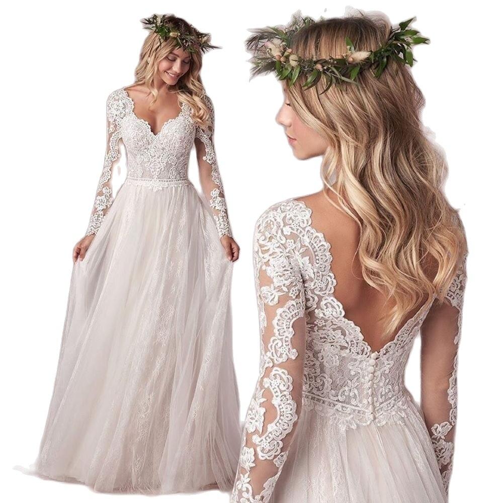 Long Sleeve Wedding Dress With Corset - Mura Boutique