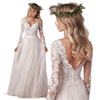 Long Sleeve Wedding Dress With Corset - Mura Boutique