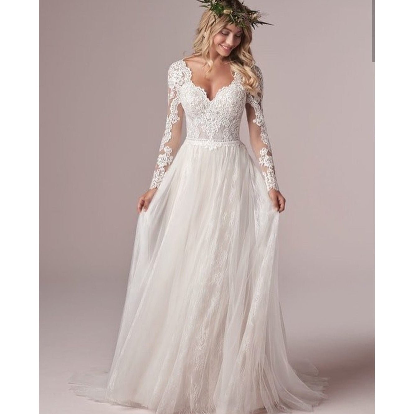 Long Sleeve Wedding Dress With Corset - Mura Boutique