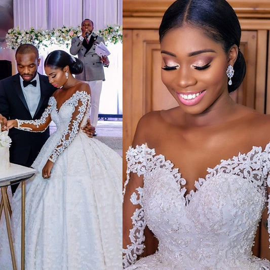 Luxury Long Sleeve Wedding Dress - Mura Boutique