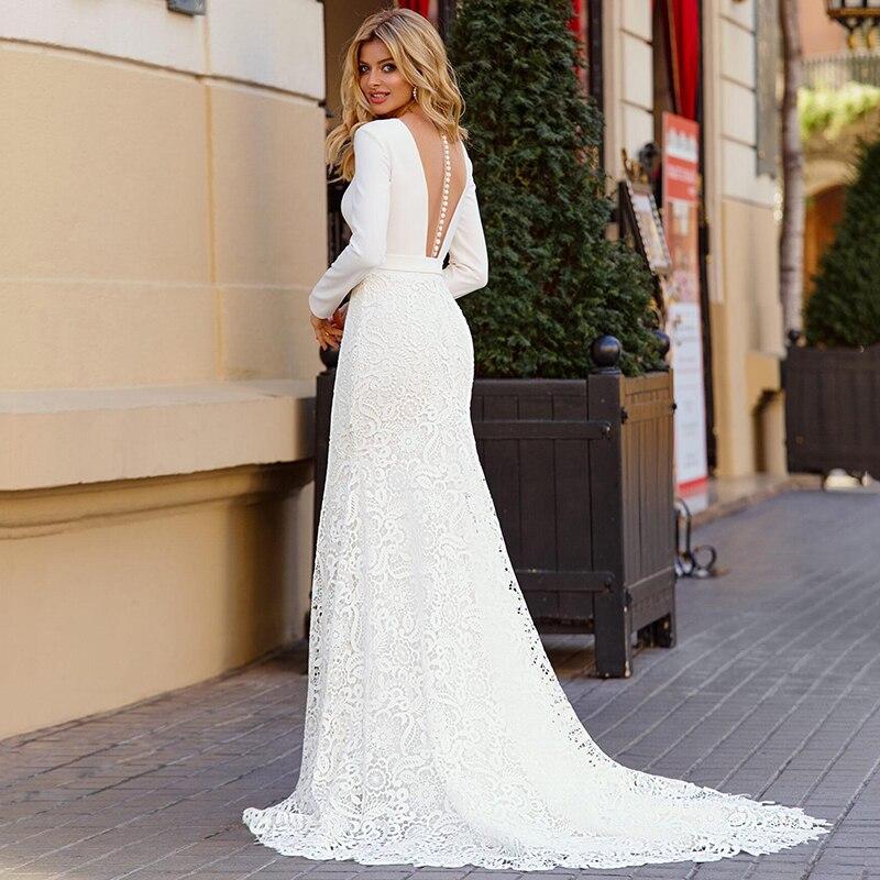 Mermaid Wedding Dress V Neck - Mura Boutique