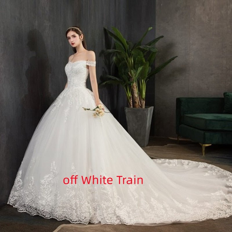 New Romantic Sweet Elegant Luxury Long Lace Princess Wedding Dress - Mura Boutique