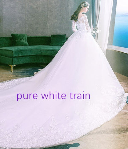 New Romantic Sweet Elegant Luxury Long Lace Princess Wedding Dress - Mura Boutique