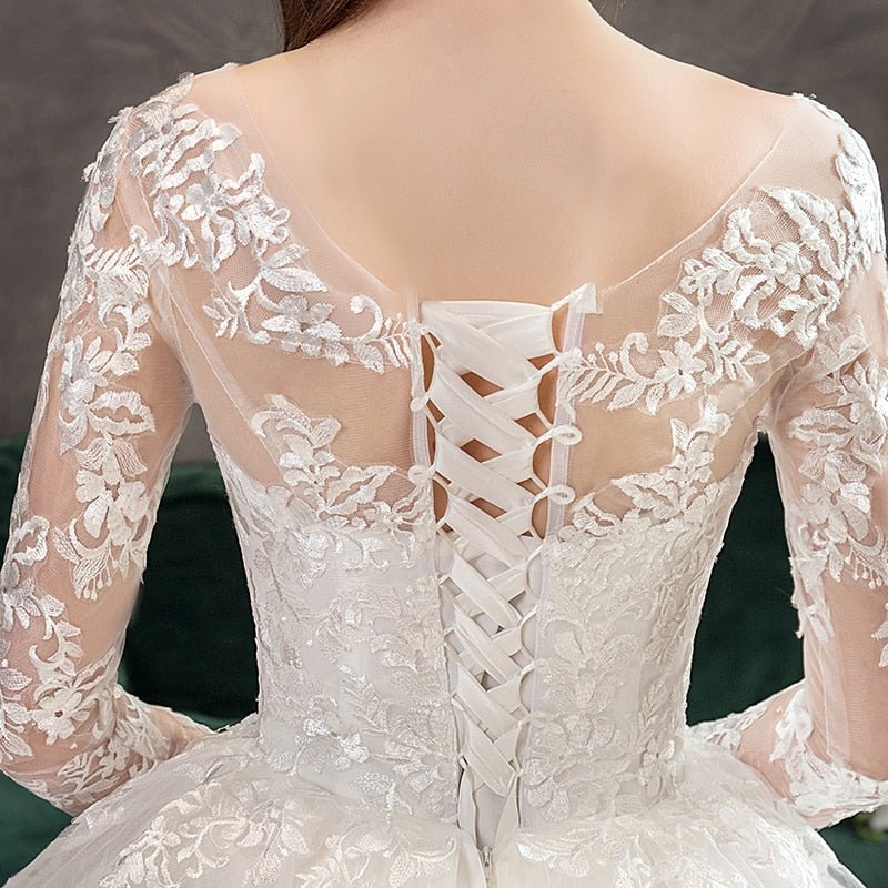 New Romantic Sweet Elegant Luxury Long Lace Princess Wedding Dress - Mura Boutique