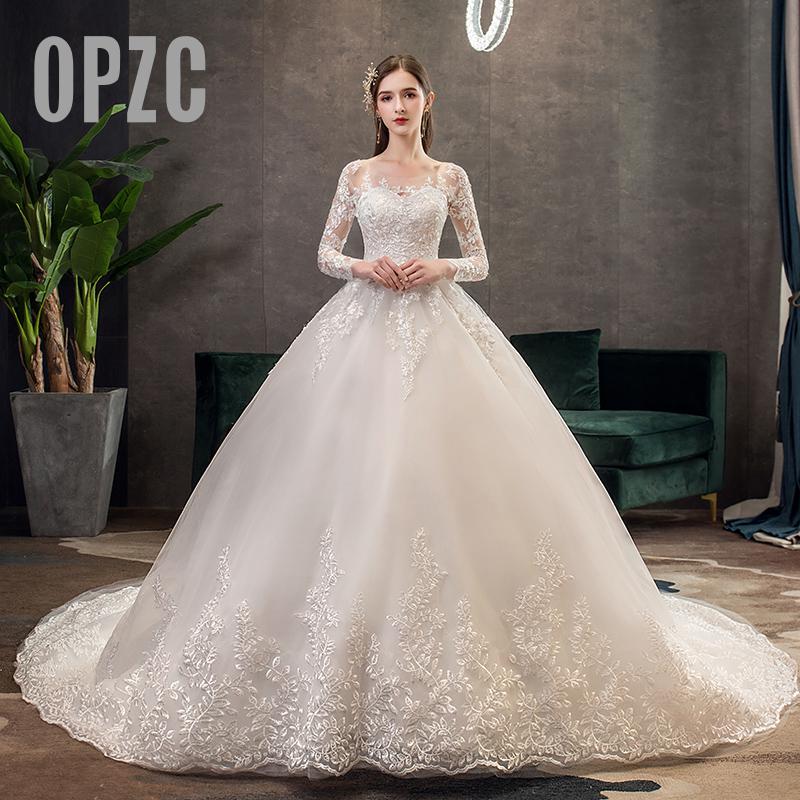 New Romantic Sweet Elegant Luxury Long Lace Princess Wedding Dress - Mura Boutique