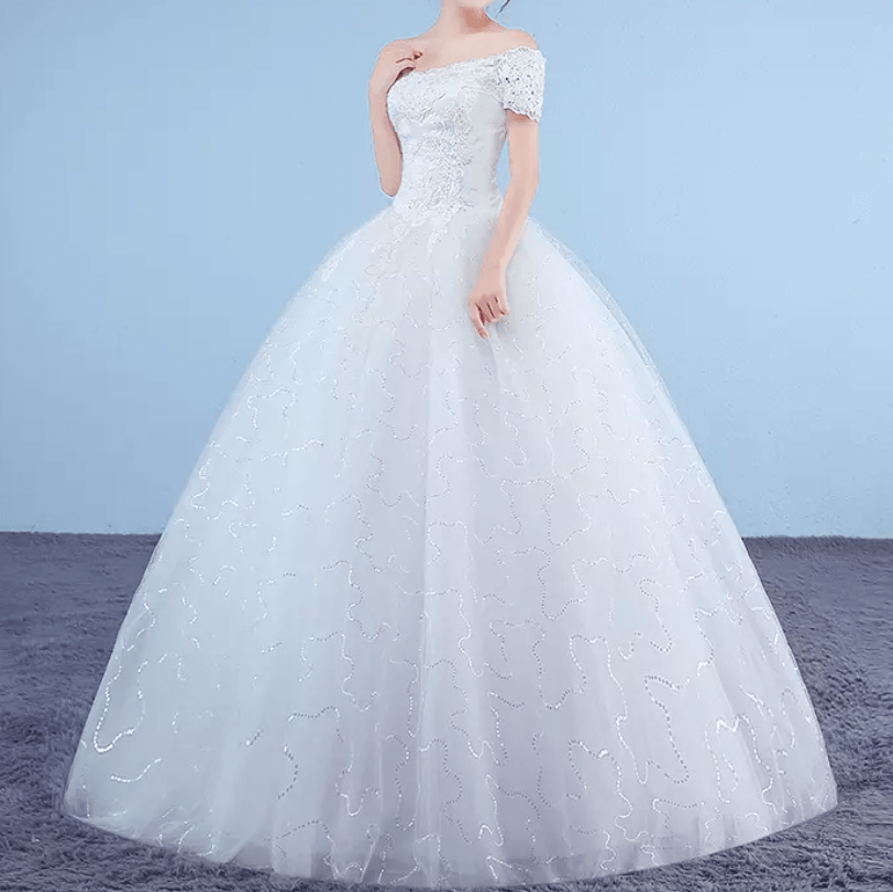 Off Shoulder Ball Wedding Dress - Mura Boutique